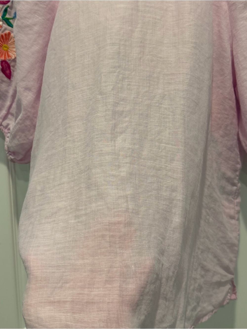 Sundance Catalog Womem’s Embroidered Vallejo Top Blouse Semi Sheer Pink Size M - Picture 7 of 9